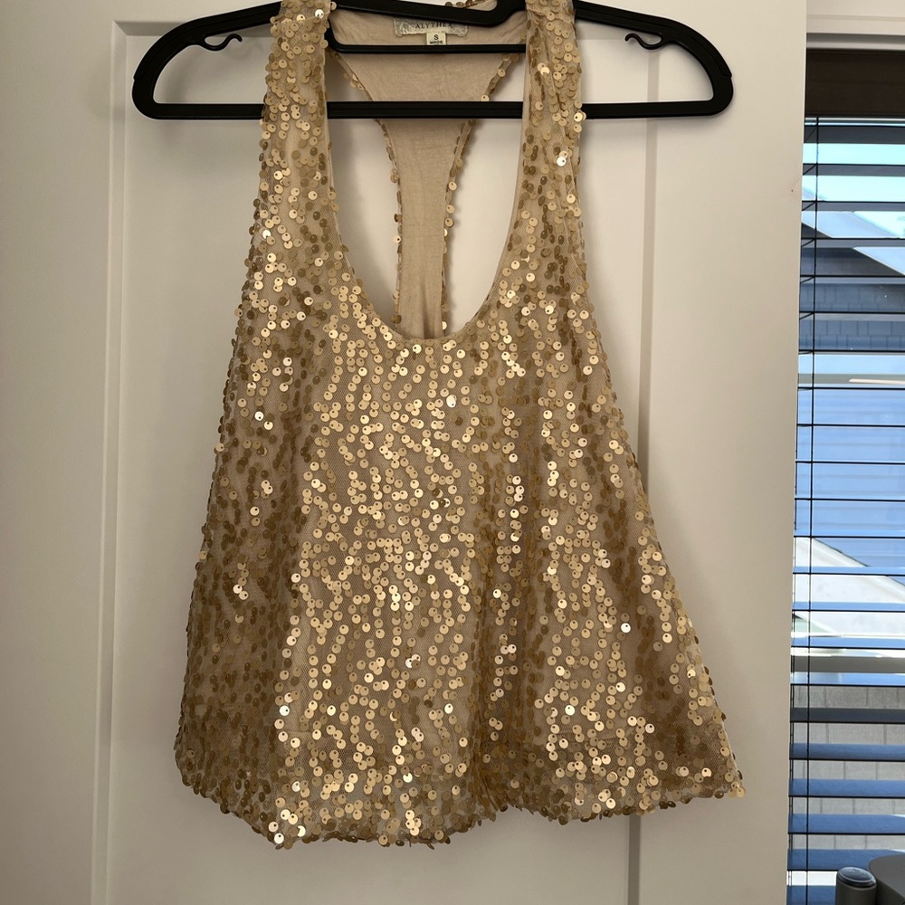 Gold Sequin Sleeveless Top
